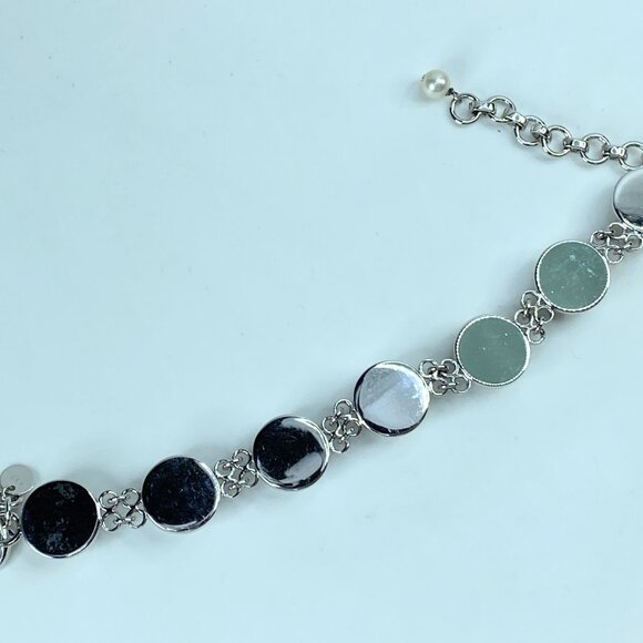 Tiffany & Co. Sterling silver Retired Iridesse Pearl bezel link bracelet JR382 - Picture 5 of 11
